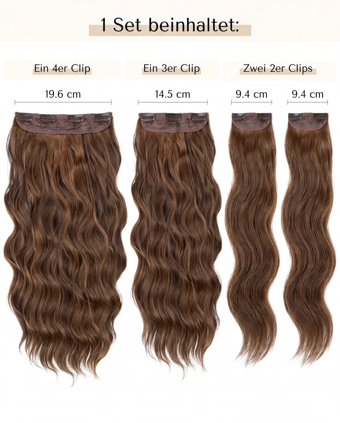 4 teiliges - Clip-in Extensions | 45cm - 200g - Image 4